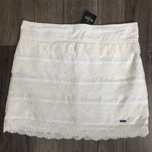 Hollister white lace skirt